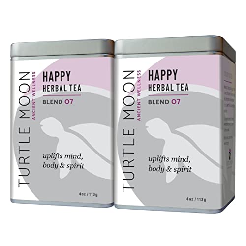 Happy Herbal Tea Blend: Loose-Leaf, Organic & Wildcrafted, Healing and Medicinal, Two 4 oz. Tins 8 oz. total.