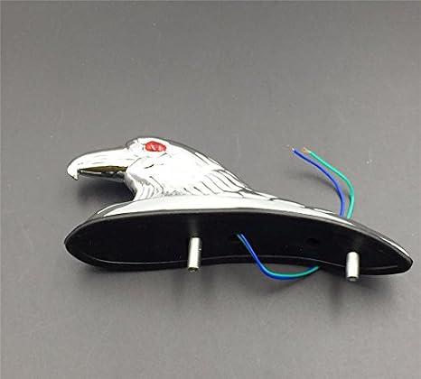 HONGK- Motorcycle Chrome Front Fender Bonnet Eagle Head with Red LED Eyes [B01BI821SG]