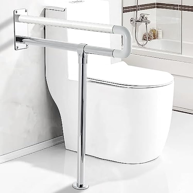 Sturdy Toilet Grab Bar 23.6 Inch Anti Slip Handicap Grab Bar Wall to Floor Safety Grab Bars for Elderly Seniors Toilet Seat Accessories Support Shower Handrails