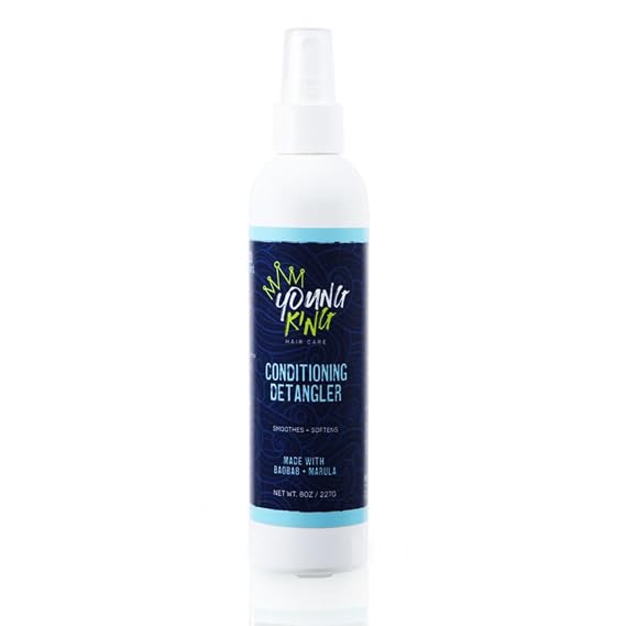 YOUNG KING HAIR CARE Kids Conditioning Detangler For Boys | Smooths and Softens Natural Curls | Plant-Based and Harm-Free (8 oz)
