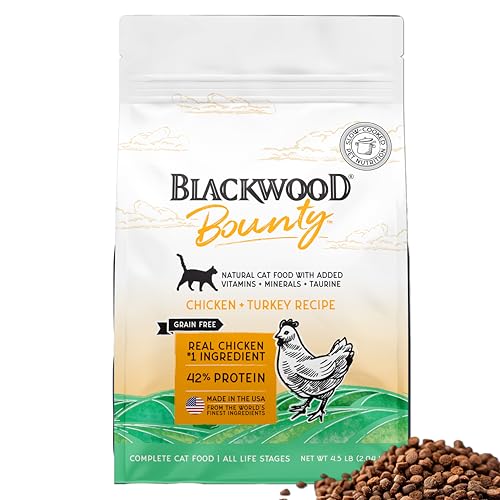 Blackwood Bounty Dry Cat Food, Chicken & Turkey Recipe for All Life Stages, 4.5 Pound Bag, High Protein, Grain Free
