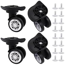 Luggage Wheels Replacement Kit, Suitcase Wheels Replacement with Screws, 360 Rotation Spinner Wheel, Mute Double Row Swivel Wheel for Luggage Suitcase Trolley (Black, 4PCS)