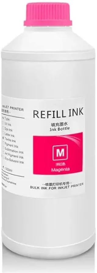 1000ML DTG Ink Compatible Textile Ink for Garment Printing with DX5 DX6 DX7 TX800 5113 4720 I3200 Printhead for L800 1390 R1900 R2000 F2000 F2100(Magenta)