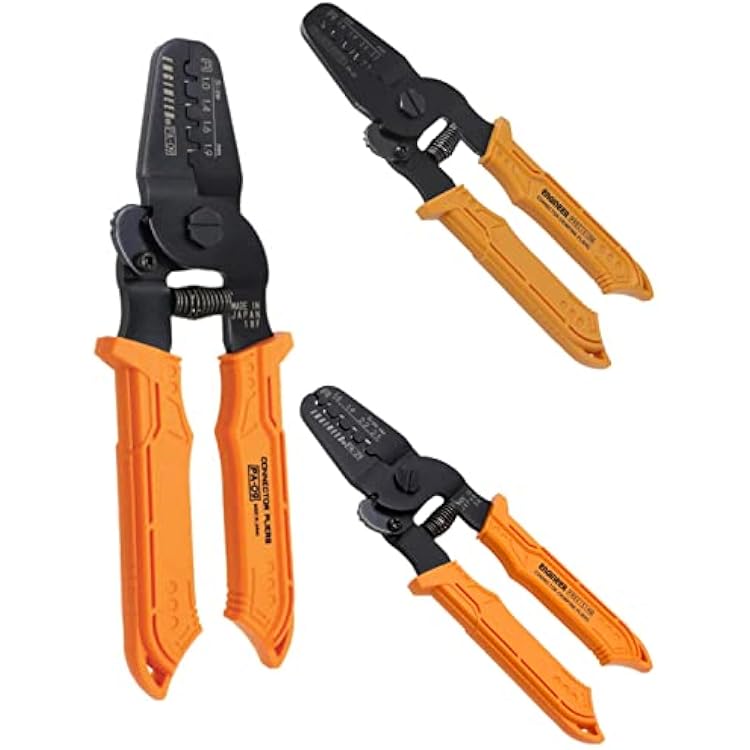ENGINEER Orange Crimping Pliers Bundle: PA-09, PA-20, PA-21 Made In Japan