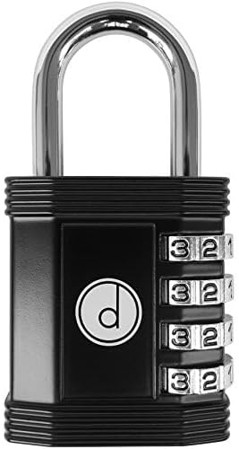 4-Digit Combination Padlock Weatherproof Metal Keyless Lock Black | Gym lock, school locker lock, outdoor gate, fence & storage easy to set, resettable combo lock
