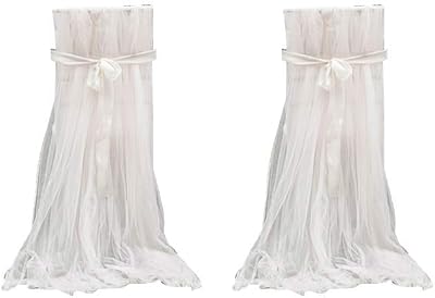 VORCOOL 2 Pcs Tulle Chair Skirt Slipcover for Bridal Shower and Wedding Decor - Fluffy and Elegant Bow Tie Design Lightweight Mesh Chair Covers