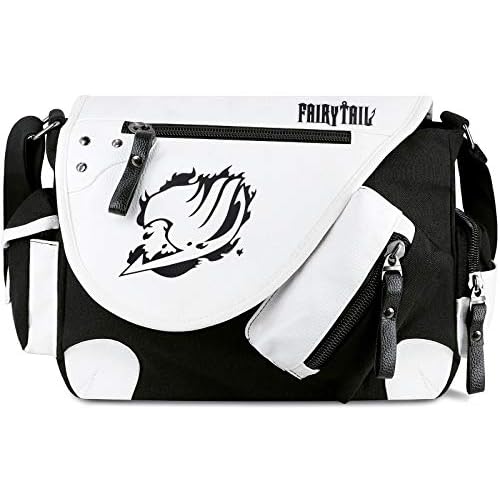 Roffatide Anime Fairy Tail Messenger Bag Crossbody Bag Canvas Shoulder Bag Flap Synthetic Leather Satchel School Bag