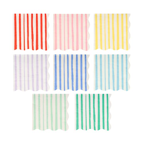 Meri Meri Pastel Striped Napkins Pack of 16, Thick & Absorbent 3-Ply Paper Pastel Napkins with Wavy Edges, Available in Dinner & Cocktail Sizes, Disposable