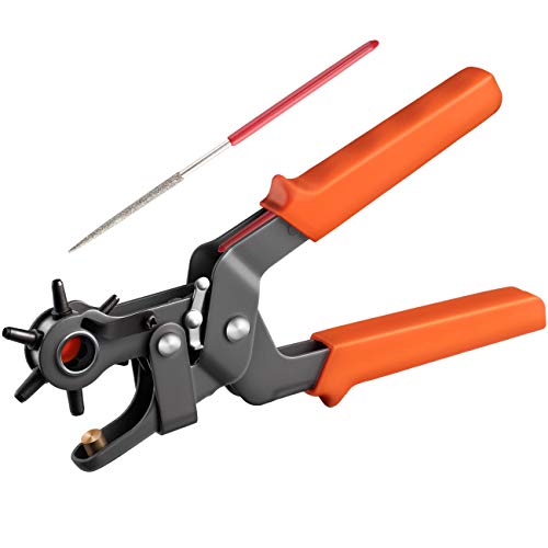Cosyland Finder Leather Punch Belt Hole Puncher Heavy Duty Leather Hole Punch Plier 6 Hole Sizes