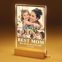 ALBK Personalized Mothers Day Plaque Gifts from Daughter - Personalized Birthday Plaques Gifts for Mom, Customized Photo Gift with Plaques for Dad Friend, Acrylic Plaque Presents for Family