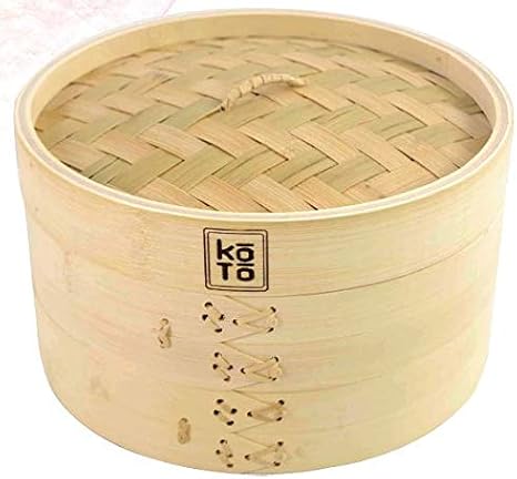 KOTO Eco-friendly 2 Tier with lid Bamboo steamer with lid, 30cm, 11.8"