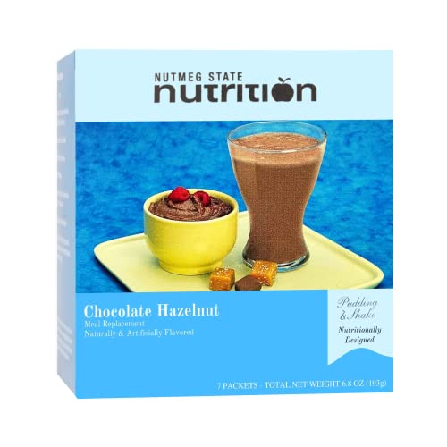 Nutmeg State Nutrition - Pudding or Shake, Low Calories, 15g Protein, Low Fat, 7 Servings Per Box Chocolate Hazelnut