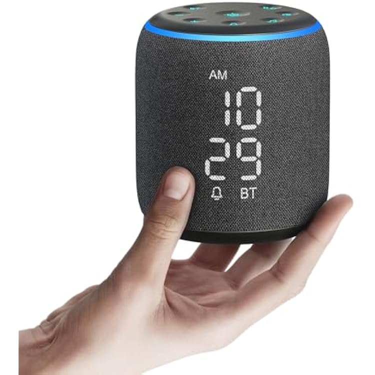 REACHER Sound Machine Alarm Clock for Kids, Portable Sound Machine for Sleep Friendly, Small Rechargable Bluetooth Alarm Clock for Travel, Glow Night Light for Bedroom Nursery Travel Dorm Bedside