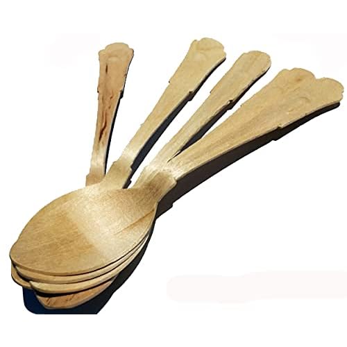 Elegant Wooden Spoons. Eco-Friendly,BiodegradableAnd Compostable Wooden Spoons. Wooden Disposable Spoons 7.75 Inches. Pack of 100Count