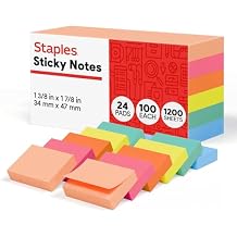 Staples Sticky Notes, 1 3/8" x 1 7/8", Assorted Colors, 2400 Sheets Mini SelfStick Notes for Tabs, Labels & Quick Reminders