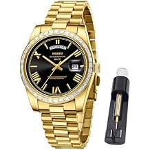 NIBOSI Men's Watches Analog Quartz Diamond Bezel Stainless Steel Dial Rose Gold Silver Watches for Men Waterproof Business Classic Dress Wrist Watch with Day Date