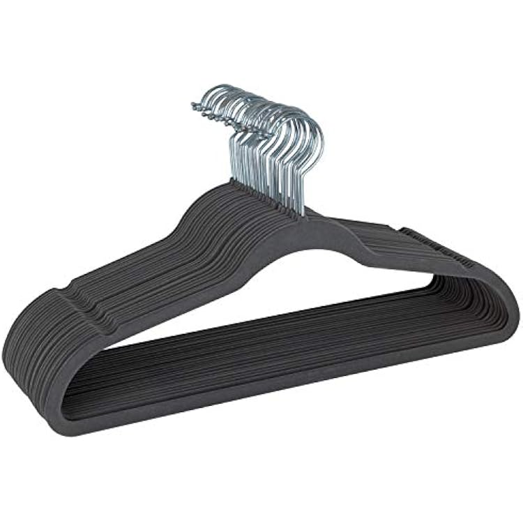 Simplify Slim Velvet Clothes Hangers | 25 Pack | Non-Slip | Shirts | Suit | Pants | Dresses | Garments | Closet Storage & Organization | Durable | Grey
