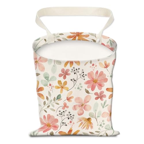 Car Trash Can, Hanging Garbage Bin for Men and Women, Cute Car Organizer and Storage Bag, Canvas Vehicle Trash Can Bag Easy-to-Install Cute Boho Pink Floral