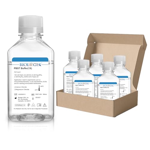 Phosphate Buffered Saline with Tween-20 1, Lab PBST Buffer, 0.1um Filtration Sterilized, 7.4 pH, Ready to Use, 500mlBottle, 6 BottlesCase
