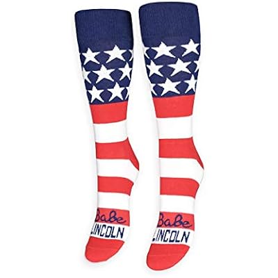 FREAKER Feet, Unisex Casual Dress Fun Colorful Cotton Crew Socks, Babe Lincoln American USA Patriotic
