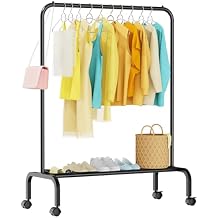 STARLATTA Rolling Clothing Racks for Hanging Clothes, Garment Rack for Clothes to Hang, Metal Portable Wardrobe Rack for Coats, Jackets, Shirts, Dress,Black
