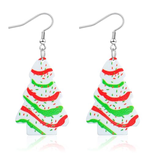 Christmas Tree Earrings for Women Acrylic Xmas Drop Dangle Earrings Cute Christmas Holiday Party Costume Jewelry Gifts Decoration