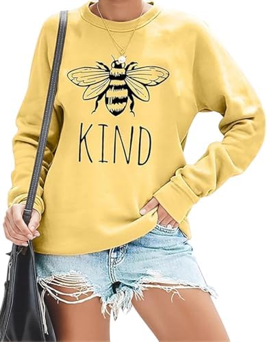 KIMSOONG Bee Kind T Shirt Be kind Sweatshirt Women Funny Inspirational Lightweight Blouse