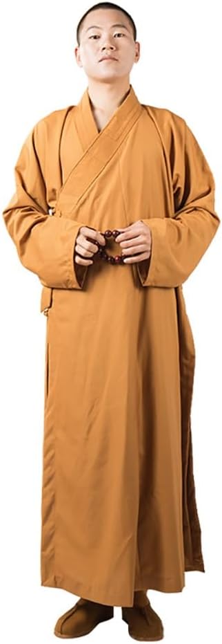 Men's Traditional Buddhist Monk Robe Women's Loose Comfortable Cotton Meditation Prayer Costume(Gray,2XL)