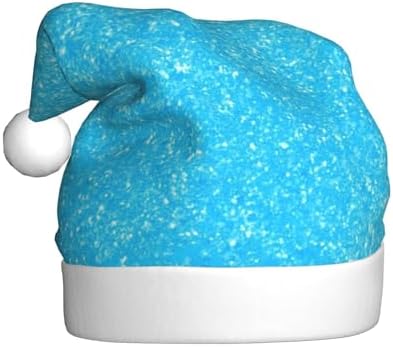 Santa Hat For Adults Christmas Hat Unisex Holiday Xmas Hats For New Year Festive Party,Sky Blue Glitter