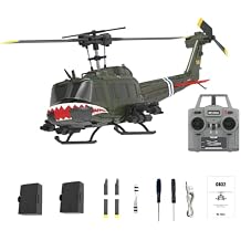 UH-1 Huey RC Helicopter, 1/48 Scale 2.4G 6CH Flybarless RC Helicopter Model with Optical Flow Positioning and 3D Stunt, Indoor Aircraft for Beginner Adults - RTF/Shark Mouth