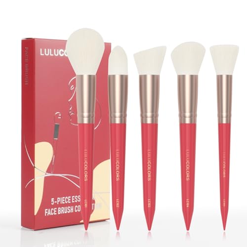 5-Piece Face Makeup Brush Set Precision Brushes for Flawless Application and Blending 5 Face Red