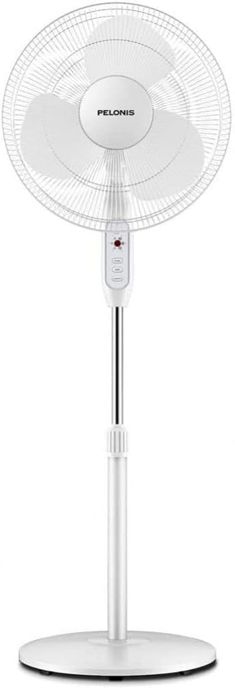 PELONIS 16 Pedestal Fan for Bedoom, Remote, Standing Fan with 7-Hour Timer, 90 Oscillation, 3-Speeds, Adjustable Height, Electric Cooling Fans for Living Room and Office