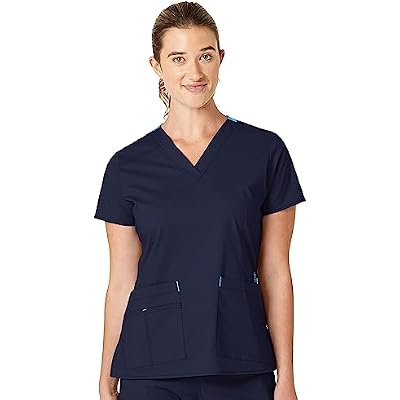 Wink WonderFLEX Womens Verity V-Neck Scrub Top, Navy, S