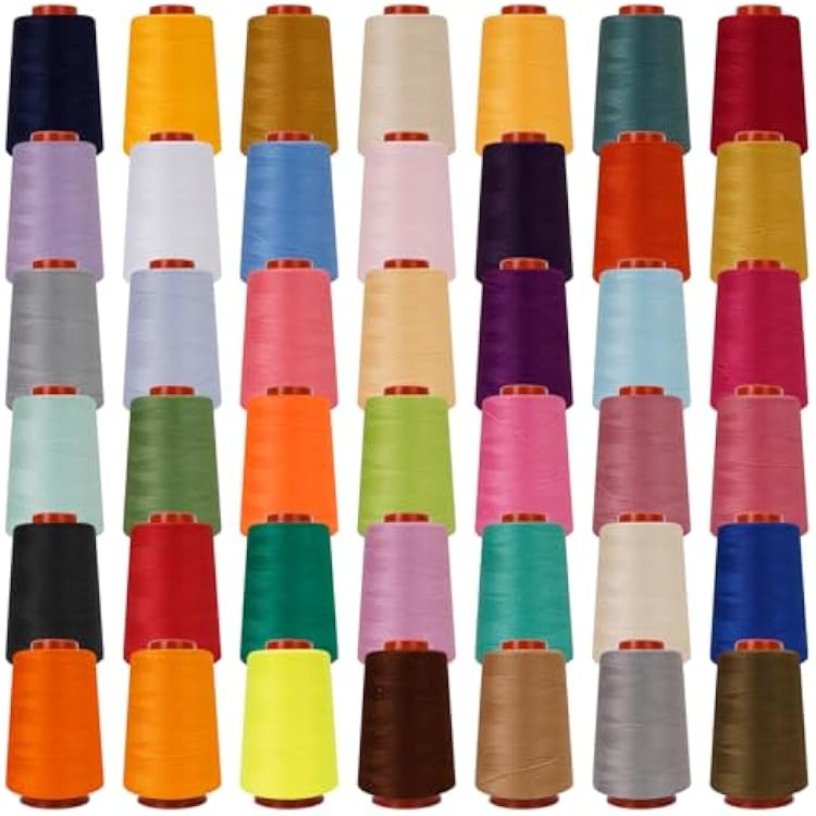 42 Colors Sewing Thread Kit All Purpose Polyester Thread Assorted Colors for Sewing Machine and Hand Stitching Use - 800 Yards per Spool