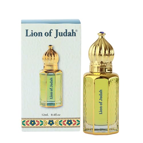 Anointing Oil from Jerusalem Blessed with Biblical Oils Roll-on Holy Oil - 12 Ml - Elegant Middle Eastern Style Bottle - Religious Gift for Prayers & Blessings 0.4 oz, Lion of Judah