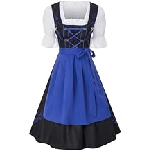 JASAMBAC Dirndl Dresses Women, 3 Piece Oktoberfest Costumes, German Bavarian Dress for Halloween Carnival