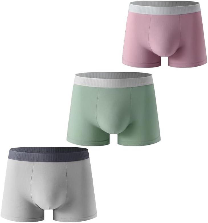 Mens Boxer Briefs Dual Pouch Trunks Support Ball Bulge Enhancing Underwear Stretch Breathable U Convex Panties