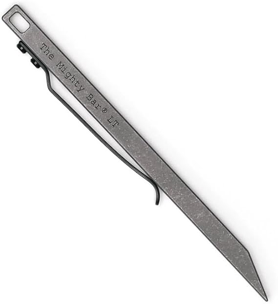 The Mighty Bar LT, Long Titanium Edition Pry Bar Tool, Stainless Steel Pocket Clip for EDC Made by Gear Spool