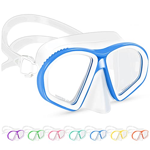 Supertrip Kids Swim Goggles with Nose Cover for Ages 6-14, Tempered Glass Fabric Strap Swimming Snorkel Mask for Pool Beach