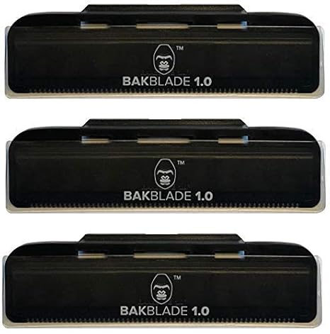 baKblade 1.0 Back Hair and Body Shaver Refill Replacement Cartridges. 4 Inch Extra-Wide Wet or Dry Disposable Razor Blades (3 Razors Included)