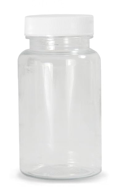 Qorpak PLC-06594 Clear PET Packer Bottle with 45-400 White Polypropylene SturdeeSeal Polyethylene Foam Lined Cap, 8.5oz Capacity, 64mm OD x 112mm Height (Case of 48)
