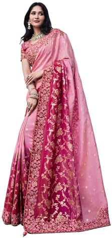 Designer Heavy Broder Wedding Silk saree for women party wear 9328