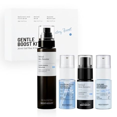 MEDITHERAPY Starter Set - Retinal Skin Booster Set + Getle Boost Kit (Retinal, Hyaluronic Acid & Squalane Moisturizer Set) - Tone Clarity & Beginner-Friendly Daily Routine
