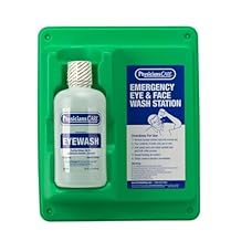 PhysiciansCare Wall-Mountable Eyewash Station with Single Bottle of Eye Wash Solution, 32 oz, White