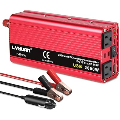LVYUAN 1000W Car Power Inverter 12V to 110V DC to AC Converter with Dual AC Outlets and 3.1A USB Car Adapter for Car Home Laptop Truck