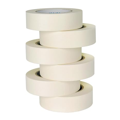 Beige White Masking Tape, 1.41 Inches Wide x 60 Yards, 6 Rolls