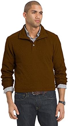 Van Heusen Men's Sweater Fleece Long Sleeve 1/4 Button Mock Neck