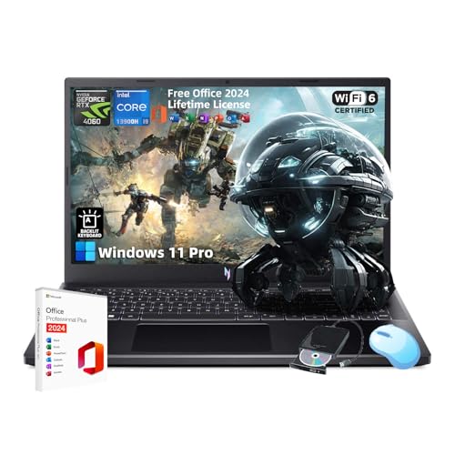 acer Nitro V15 Gaming Laptop - Intel 14-Core i9-13900H, Office 2024 Lifetime, 15.6 144Hz IPS Display, RTX 4060 8GB GDDR6, WiFi 6, Backlit KB, Win 11 Pro & External DVD Drive 64GB DDR5 RAM | 1TB SSD