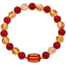 Feng Shui Bracelet Citrine Stretch Agate Carving Sutra Beads for Bracelets for Women Men Good Luck Bracelets for Women Elastic