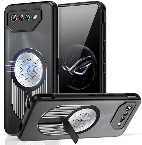QUIETIP Stand Case Compatible with ROG Phone 7 & 7 Ultimate,Compatible with MagSafe Cases Silicone Matte Non Slip Bumper Cover,Black